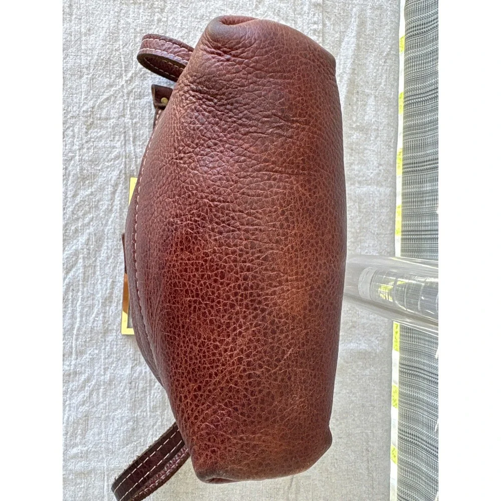 Portland Leather Goods Brown Leather Crossbody Bag Small Zip Top Cognac